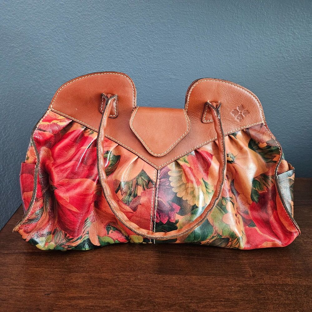PATRICIA NASH Heritage Multi Floral Leather LIONE Twisted Shoulder Bag/Satchel